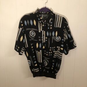 Alan Stuart Vintage Retro Multicolor Abstract Shirt Large